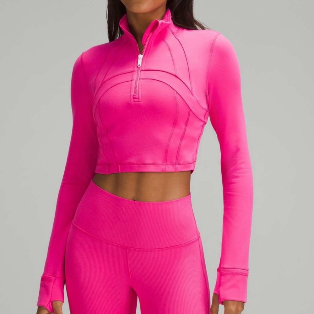 Lululemon Sonic Pink Cropped Half Zip. Brand new, never worn.